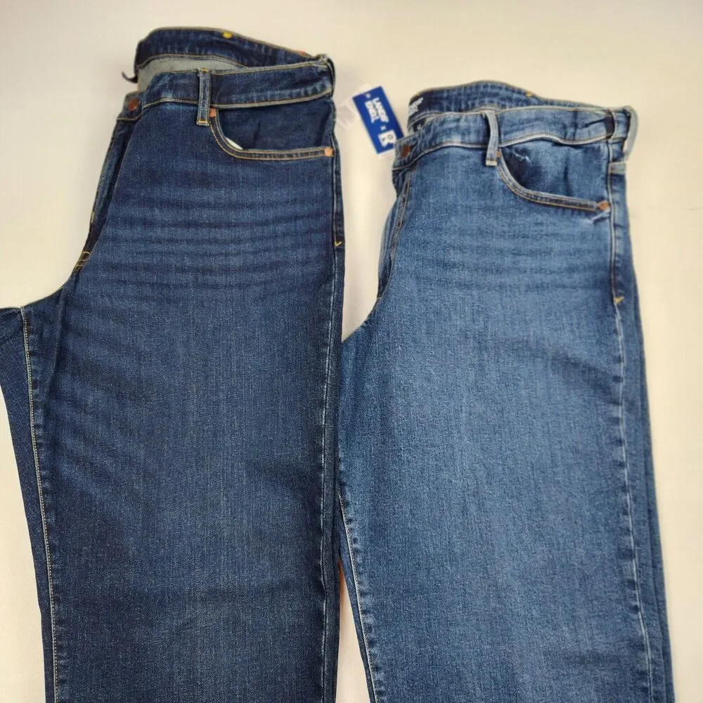 Lands End Traditional Fit Jeans Mens 42x34 Lot of 2 Straight Leg NWT Med/Dark